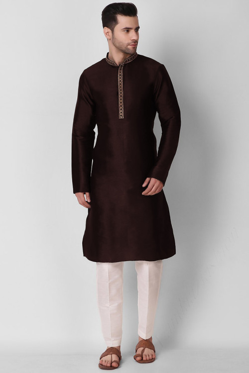 Buy 68 10XL Size Brown Plain Kurta Pajama Online for Men in USA