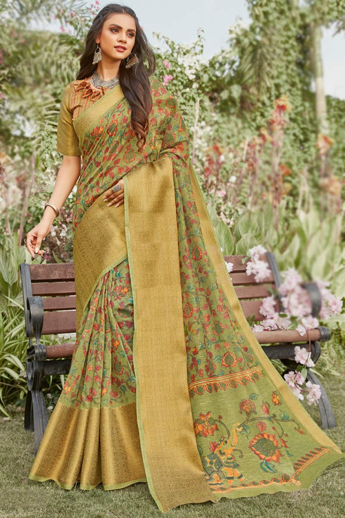 Linen sarees new arrivals party wear