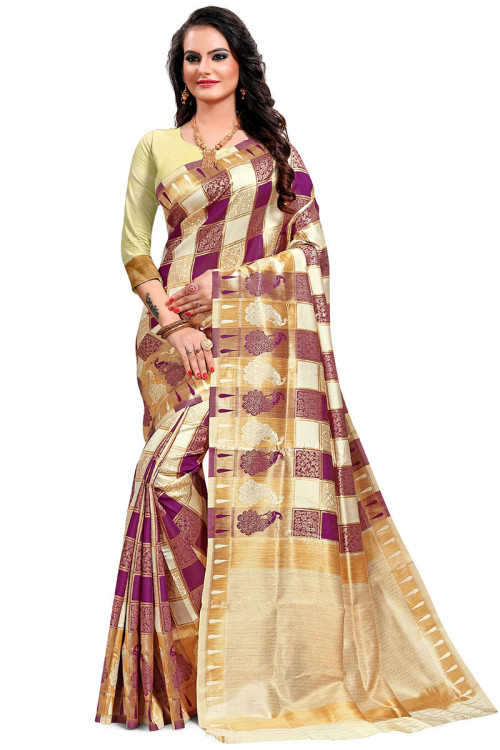 Multi Color Art Silk Saree With Art Silk Blouse