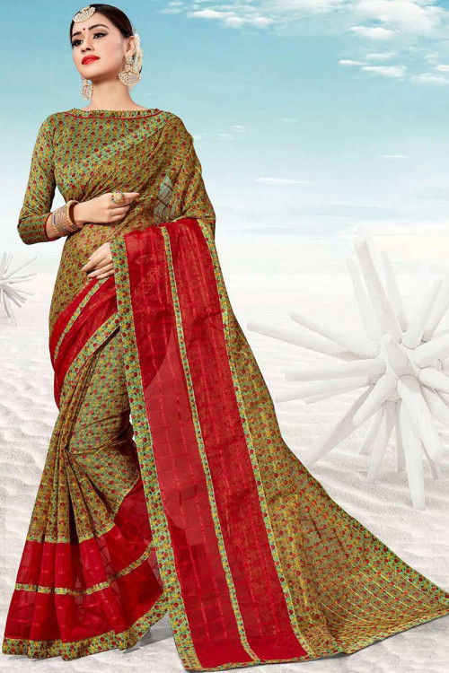 Multi Color Art Silk Saree With Art Silk Blouse