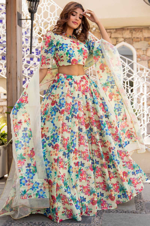 Shop Online Multi Colour Printed Wedding Designer Lehenga Choli : 257393 -  Lehenga Choli