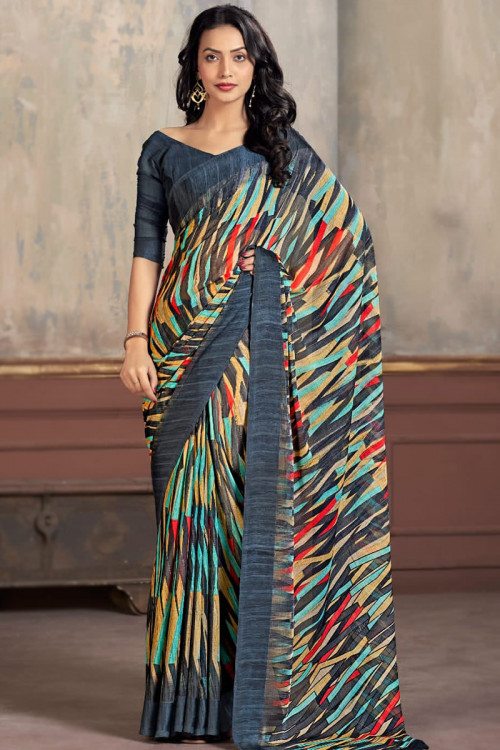 Multi Color Chiffon Casual Wear Printed Saree