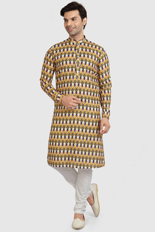 Multi-Color Cotton Churidar Men's Kurta Pajama