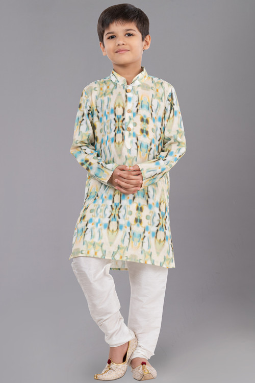 Cotton Men Kurta Pajama with Printed in Multi Color for Party 