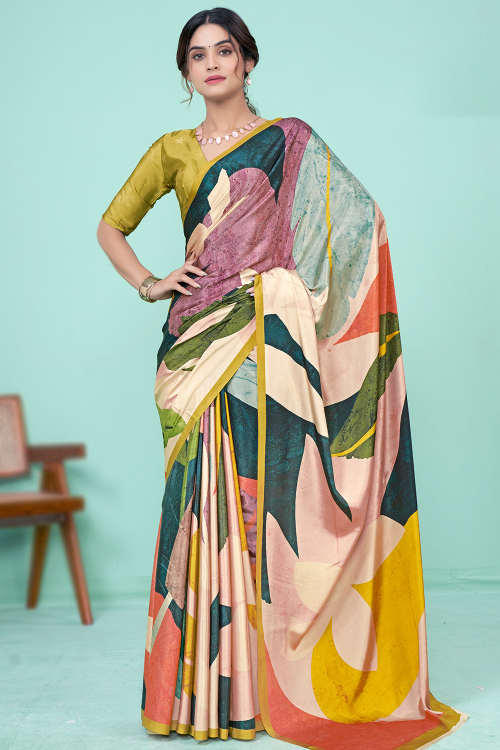 Multi Color Crepe Light Weight Printed Saree