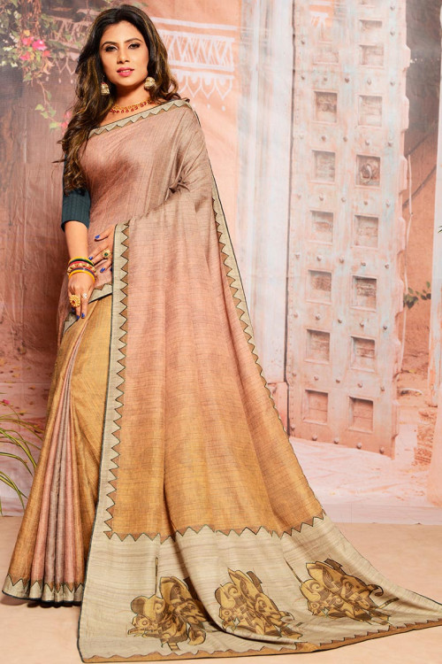 Multi Color Handloom Saree With Handloom Blouse