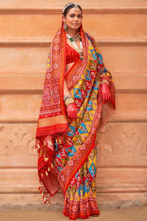 Multi Color Patola Printed Silk Saree