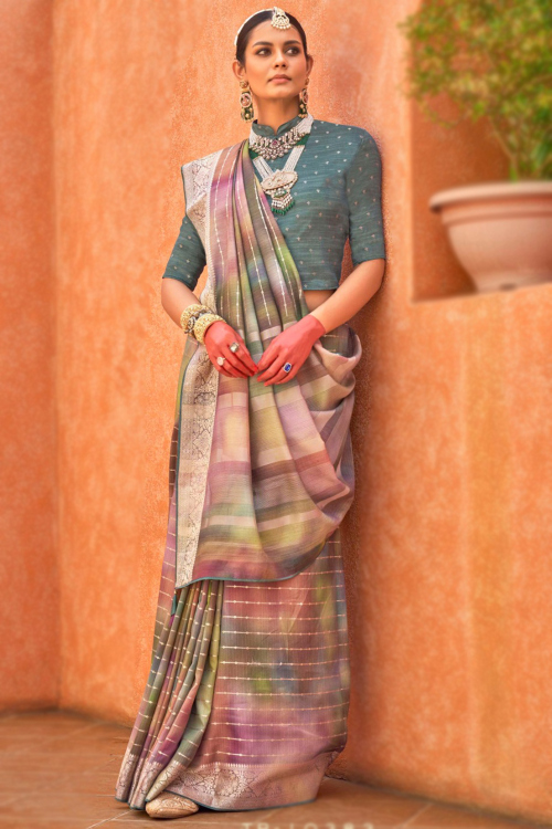 Multi Color Silk Printed Light Weight Saree for Casual Wear