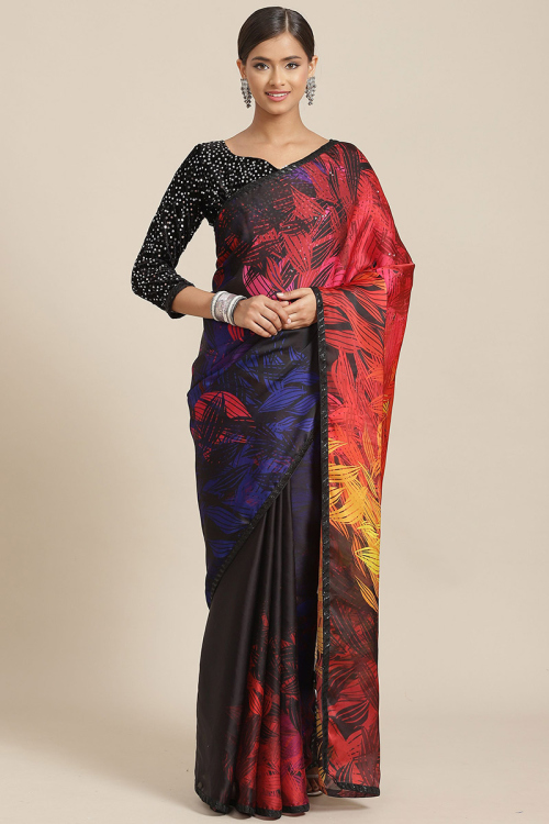 Multi Color Silk Woven Saree with Printed