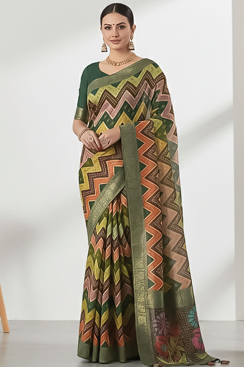 Multi Color Tissue Silk Printed Light Weight Saree