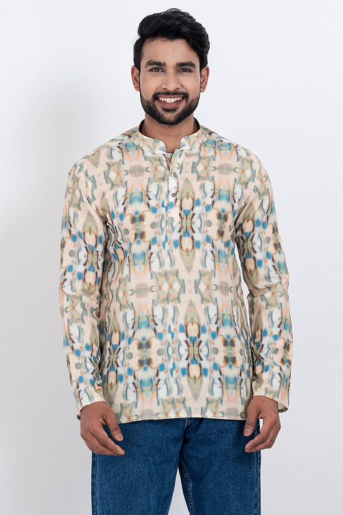 Multicolor Cotton Printed Kurta for Men Casual Wear