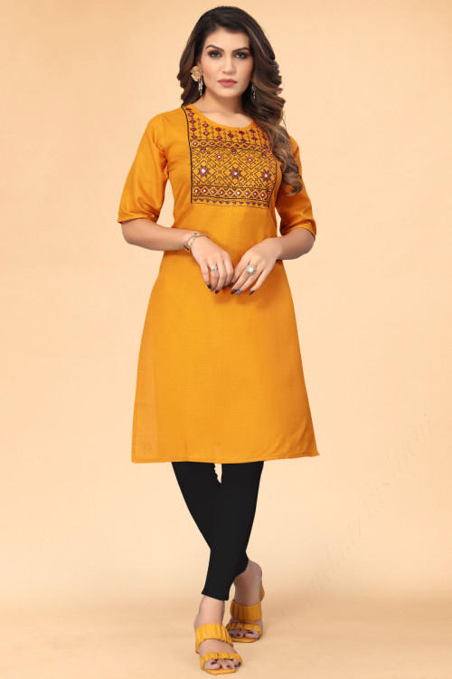Buy 34 XS Size Haldi Cotton Kurtis Kurtas Online for Women in USA