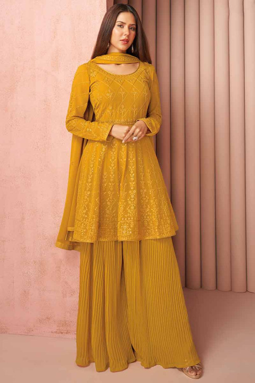 Pakistani Party Dress in Short Frock and Sharara Style – Nameera by Farooq-hangkhonggiare.com.vn