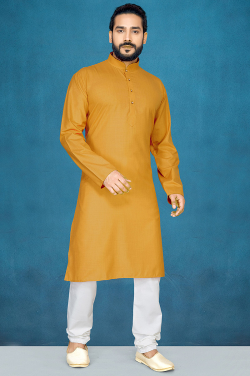 Mustard Yellow Kurta Pajama for Men for Wedding & Party