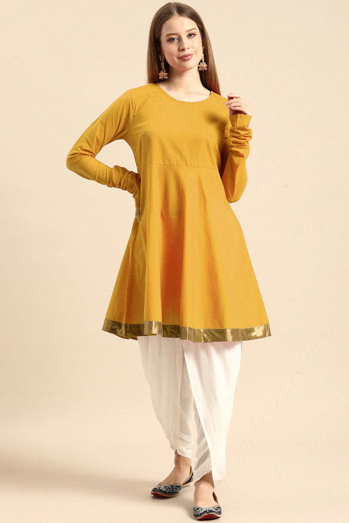 Buy Frock Style Yellow Navratri Kurtis Kurtas Online for Women in USA