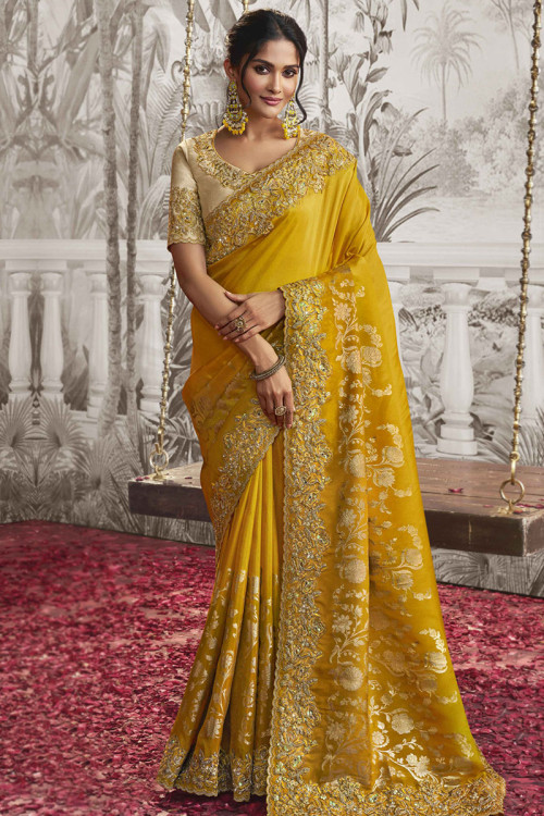Pink Yellow Green Drape Pant Saree in Silk- Indo-Western Wear – Dharang