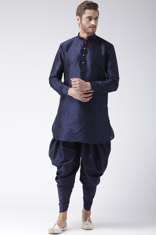 Dupion Silk Bottle Green Wedding Wear Men Kurta Pajama