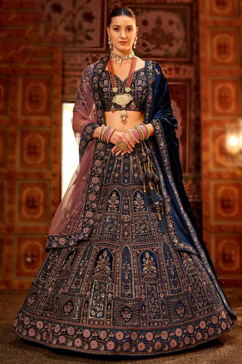 Navy blue asian wedding dress hot sale