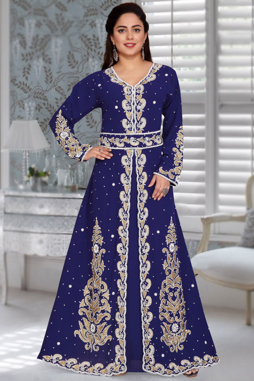 Front Slit Kurti in Georgette Navy Blue for Party 
