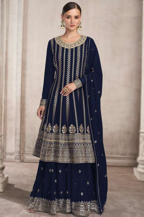 Buy Frock Style Georgette Sharara Suits Online for Women in USA