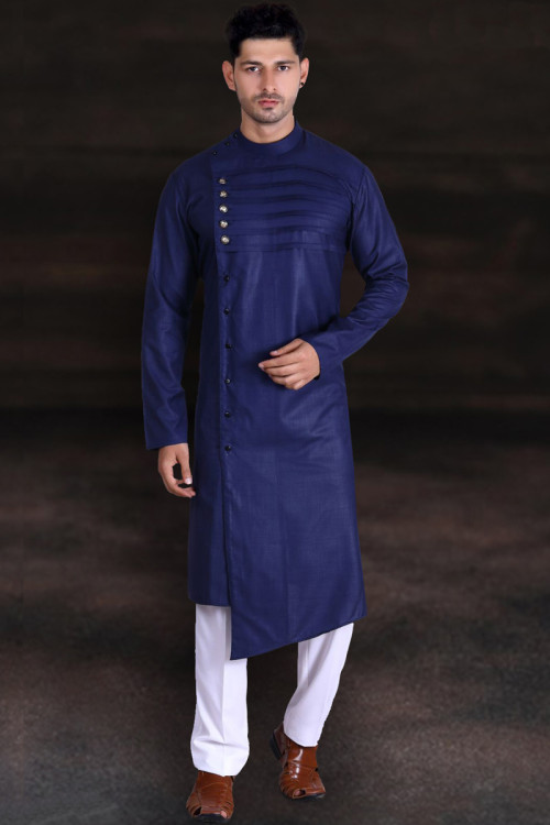 Navy Blue Kurta Pajama For Men For Eid Festival