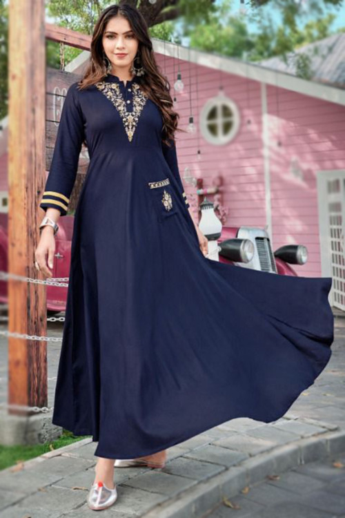 Buy Ankle Length Blue Casual Wear Diwali Dress Collection Online