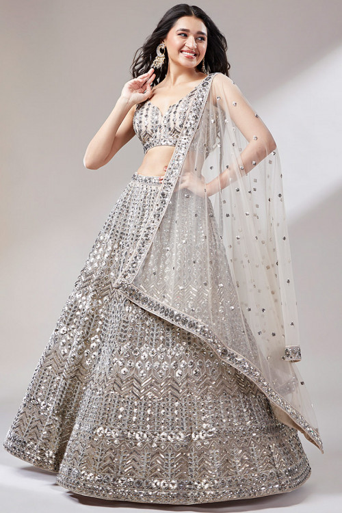 Buy Cream color party wear Lehenga Choli in UK, USA and Canada