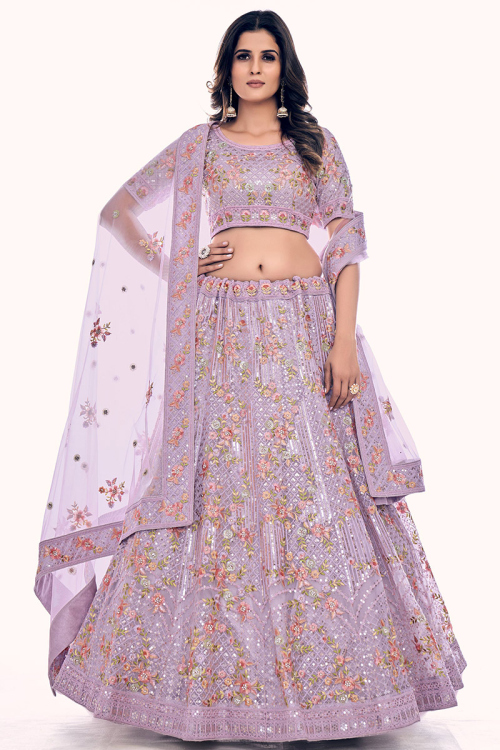  Net Lavender Purple Lehenga
