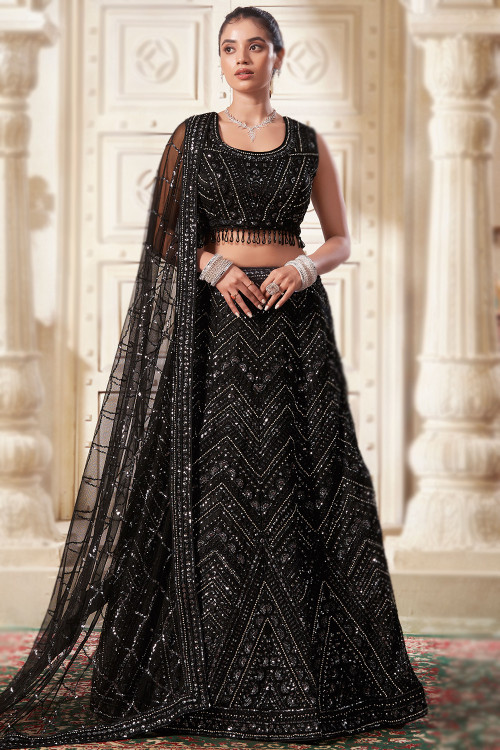 Black lehenga for girls cheap