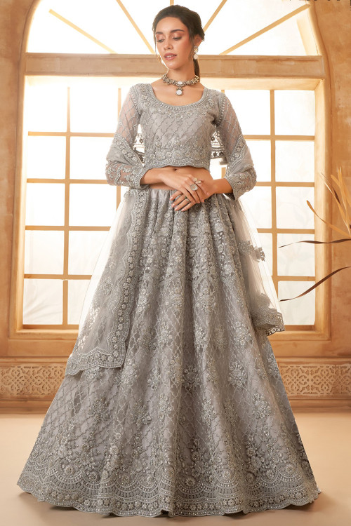 Silver colour lehenga choli on sale