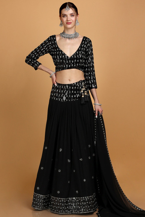 Black - Mirror Work - Lehenga Choli Online in Latest and Trendy Designs at  Utsav Fashion