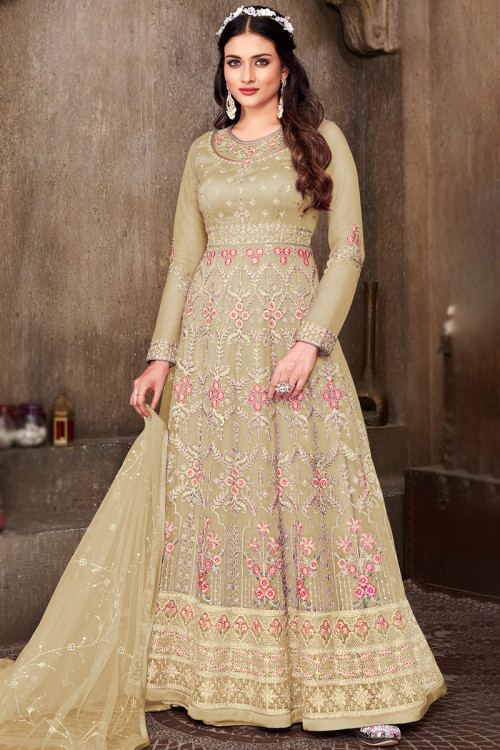 Buy Beige Color Anarkali Dress Beautiful Party Wear Anarkali for Weddings  Functions and Parties Engagement Cocktail Evening Dress Online in India -  Etsy