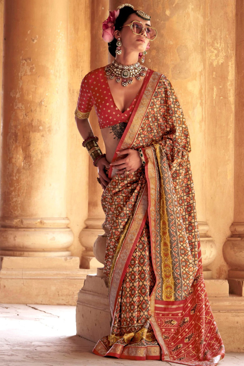 Oat Beige Soft Silk Saree with Zari Work for Diwali Festive