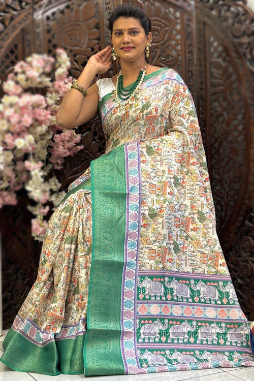 Unique Mustard Color offers Silk Saree with Animal Prints