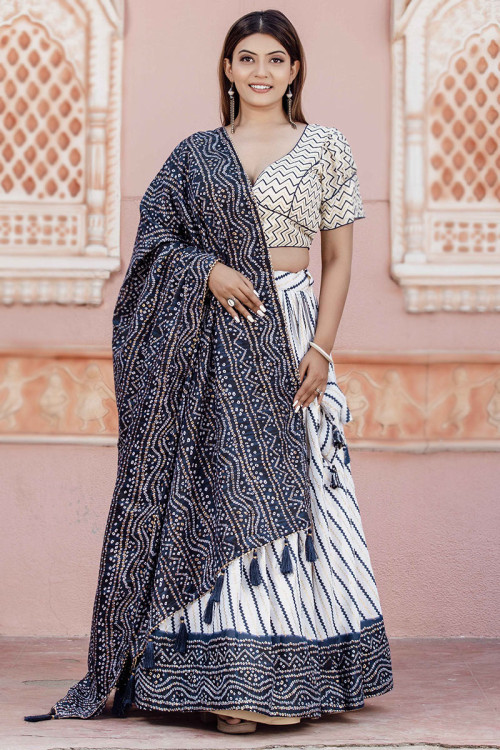 Shop Blue Embroidered Choli Cut Lehenga with Dupatta Online in USA – Pure  Elegance