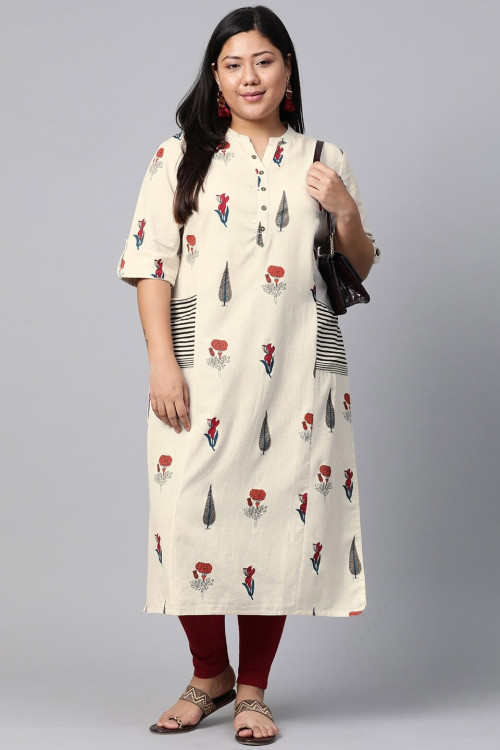 Buy 54 3XL Size White Printed Kurtis Kurtas for Women Online for Women in USA