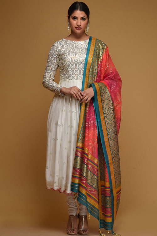 Buy Classic Off White Anarkali with Heavy Yoke and Dupatta by Designer  PUNIT BALANA Online at Ogaan.com
