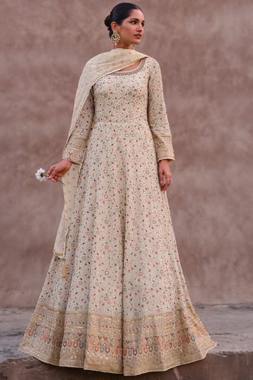White anarkali suit online shopping on sale