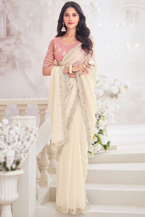 Bridal off white saree top