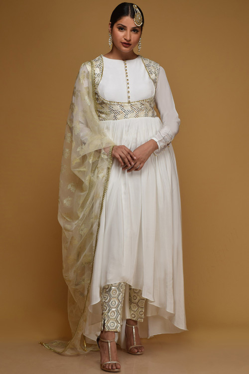 White Indo-western Dress for Women - 1pc set | Western dress for women, Indo  western dress, White dresses for women