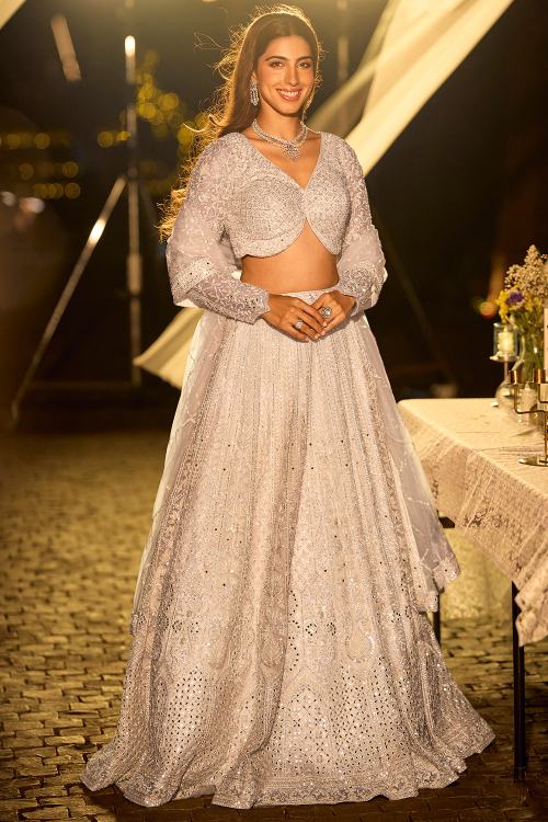 Buy Curved V Neck Pearl Work Indian Wedding Clothing Online for Women in USA Buy Curved V Neck Pearl Work Indian Wedding Clothing Online for Women in USA