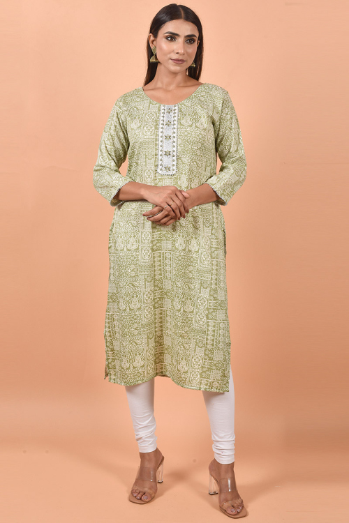 Olive Green Cotton Kurti