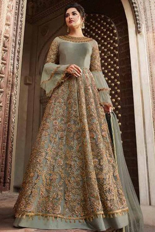 Ravishing Latest Engagement Dresses for Bride - SetMyWed | Simple gowns,  Frock for women, Long gown design