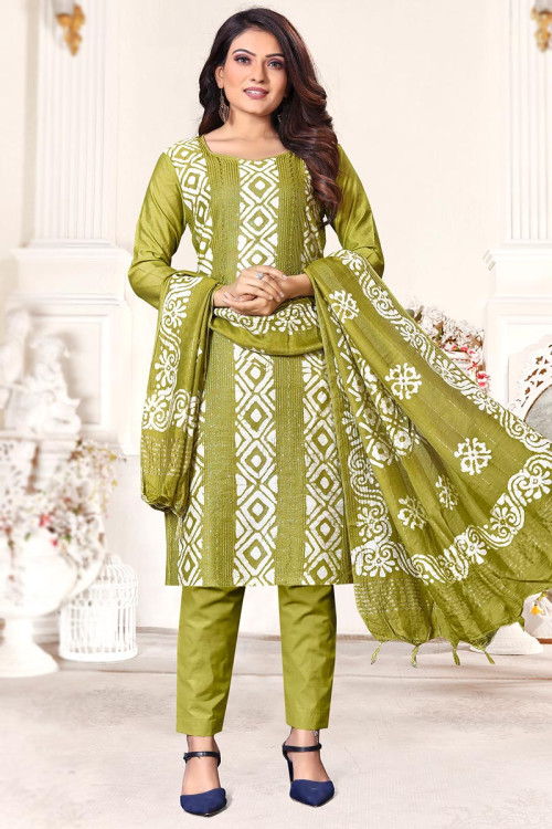 Buy Green Banarasi Silk Womens Salwar Suit (NWS-6354) Online