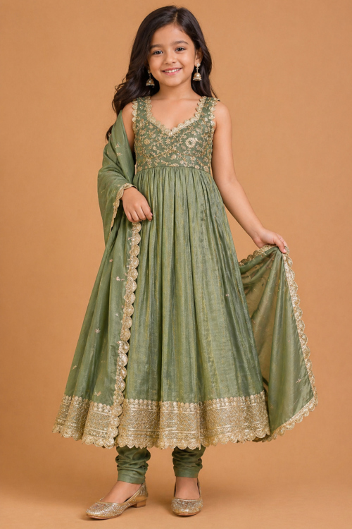 Buy Green Indian Dresses Online for Kids in USA