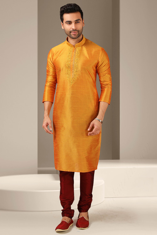 Orange kurta shop pajama punjabi