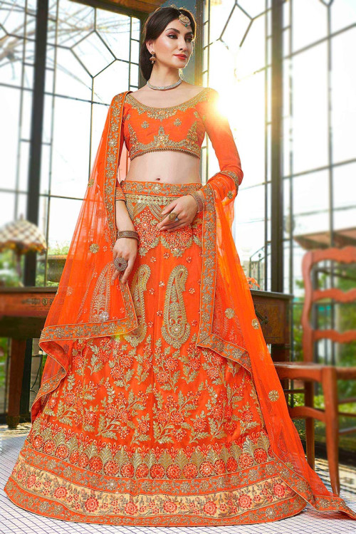 Bollywood Orange Bridesmaid Lehengas: Buy Bollywood Orange Bridesmaid Lehengas  Online only at Pernia's Pop-Up Shop 2024