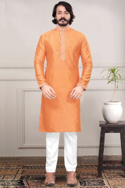 Orange Pakistani Special Kurta Pajama For Eid