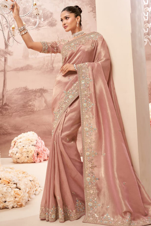Buy Peach Mother of the Bride Sarees Online for Women in UK