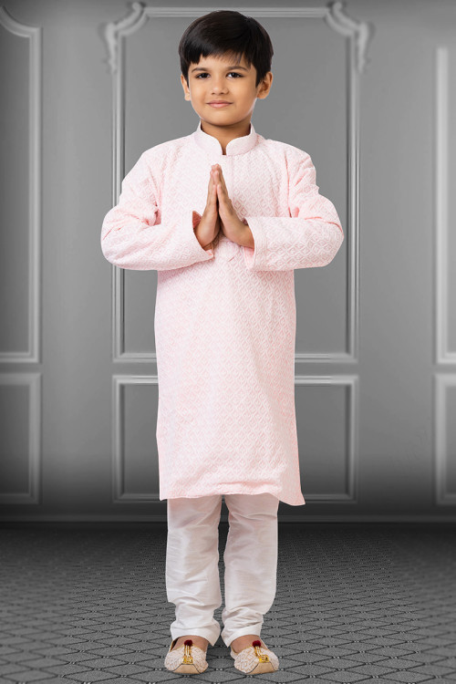 Georgette Men Kurta Pajama in Pale Pink colour for Party 